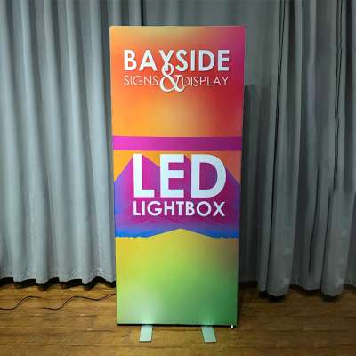 Portable display dye sublimated both sides printed aluminium side lighting  textile frames led light box